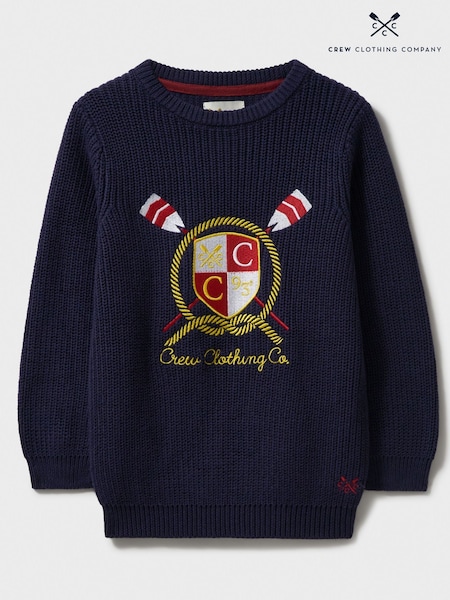 Crew Clothing Company Blue Logo Embroidered Crest 100% Cotton Jumper (AW0590) | 1,682 UAH - 2,163 UAH