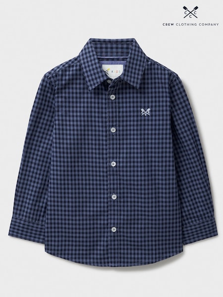 Crew Clothing Company Blue Long Sleeve Gingham 100% Cotton Shirt (AW0593) | ‏121‏₪ - ‏141‏ ₪