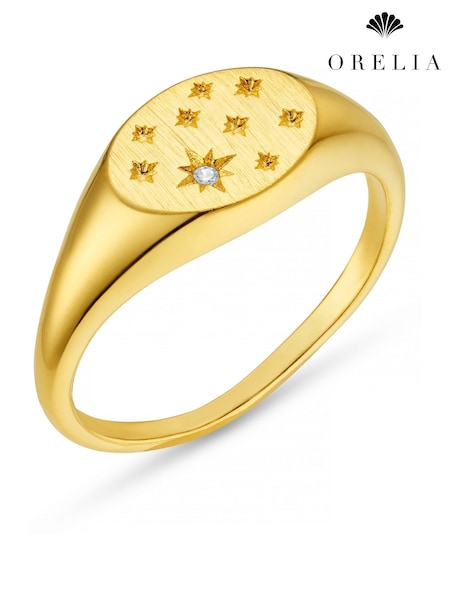 Orelia London Gold Tone Starburst Signet Ring (AW0595) | €32