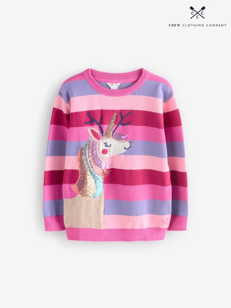 Crew Clothing Crew Clothing Company Stripe Reindeer-icorn Embellished Pink Jumper (AW0601) | CHF 49 - 62 CHF