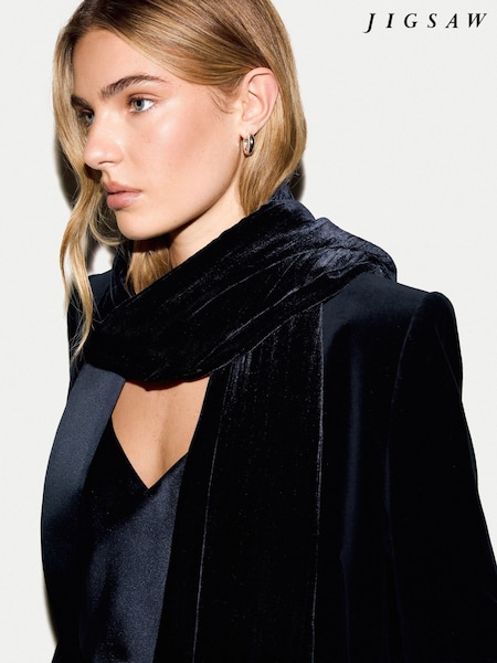 Albastru - Jigsaw Velvet Plisse Scarf