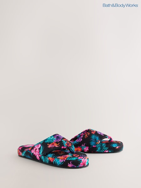 Bath & Body Works Black/Pink Hibiscus Thong Slippers (AW0647) | €19.50