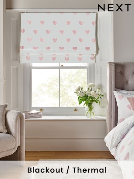 Pink Heart Print Ready Made Roman Roman Blind (AW0690) | €59 - €132