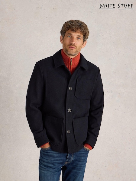 White Stuff Blue Wool Chore Jacket (AW0770) | R$ 1,285