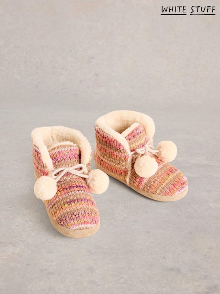 White Stuff Natural Knitted Bootie Slippers (AW0808) | R$ 395