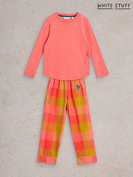 White Stuff Pink 100% Cotton Check Pyjamas Set (AW0824) | €20