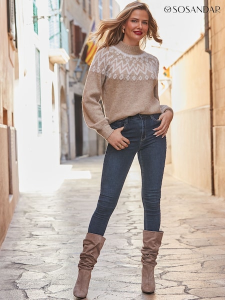 Sosandar Natural FairIsle Pattern High Neck Jumper (AW1004) | €75