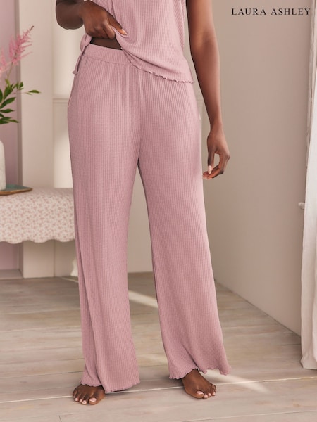 Laura Ashley Mauve Ribbed Wide Leg Lounge Trousers (AW1126) | €36