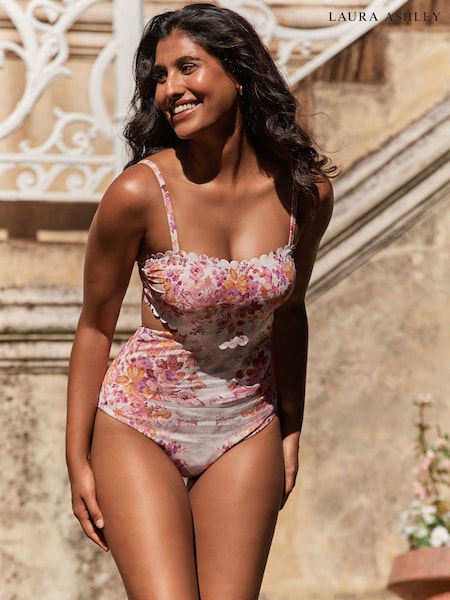 Laura Ashley Rosewood Tummy Control Cut Out Scalloped Swimsuit (AW1131) | €94