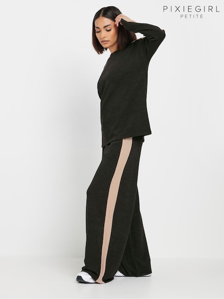 PixieGirl Petite Black Soft Touch Wide Leg Trousers (AW1179) | $51