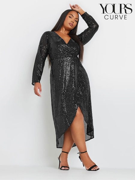 Yours Curve Limited Plunge Sequin Dress (AW1194) | €73