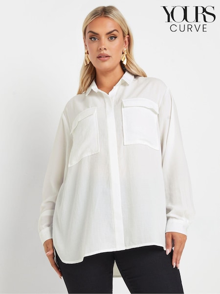 Valkoinen - Yours Curve Pitkä hiha Hammered Utility Paidat (AW1195) | €49