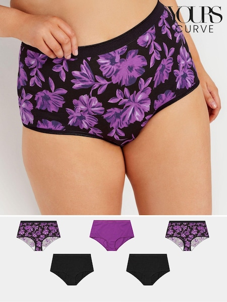 Yours Curve Stretch Floral Print Full Briefs 5 Packs (AW1196) | €30