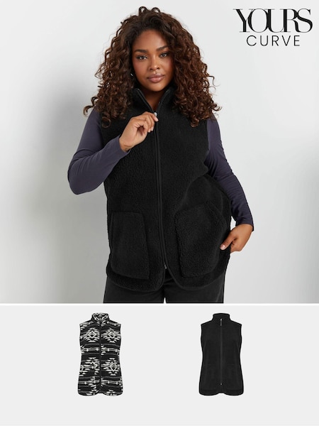 Yours Curve Black Fleece Gilets 2 Pack (AW1199) | €80