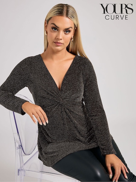 Золотой - Yours Curve London Metallic Knot Front Top (AW1206) | €52