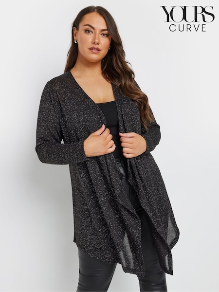 črna - Yours Curve Waterfall Metallic Cardigan (AW1215) | € 37