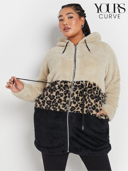 Yours Curve Brown Colour Block Leopard Print Tunic (AW1218) | kr528