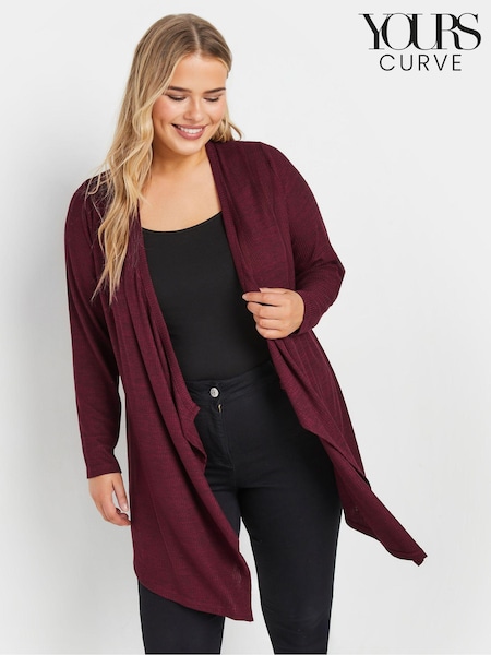 rdeča - Yours Curve Ribbed Waterfall Soft Feel Cardigan (AW1223) | € 37