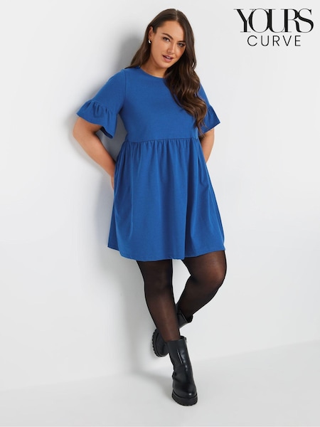 Albastru - Smock cu mâneci cu volan, Yours Curve Tunică Rochie (AW1236) | 201 LEI