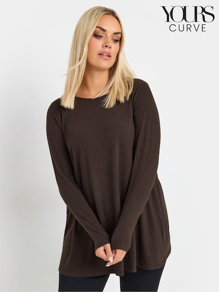Yours Curve Brown Swing Top (AW1241) | €31