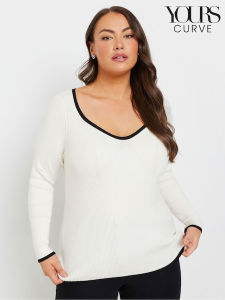 Blanco - Yours Curve Contrast Ribbed Knitted Top (AW1244) | 44 €