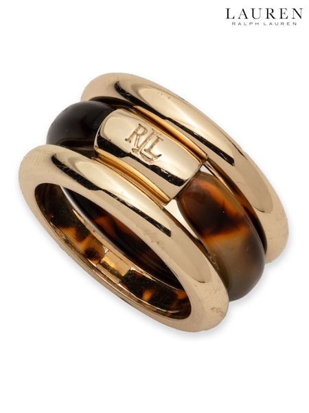 Lauren Ralph Lauren Gold Tone Logo Ring (AW1257) | kr1 160