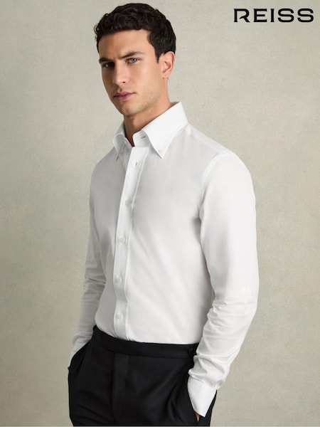 Reiss White Allora Regular-Fit Cotton Button-Down Shirt (AW1273) | AED706