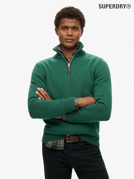Superdry Green 100% Cotton Classics Knit Henley Jumper (AW1278) | €91