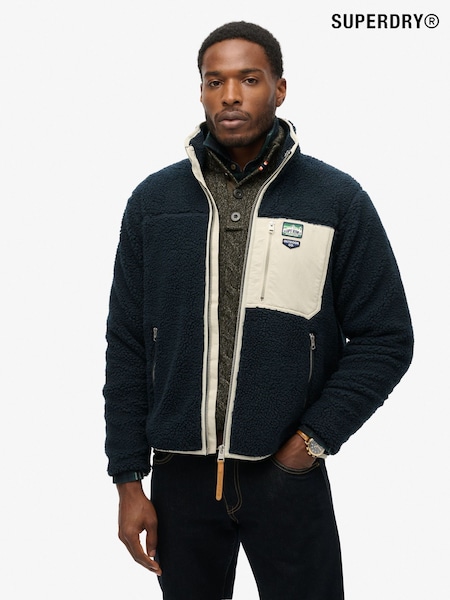 Superdry Blue Vintage Retro Full Zip Relaxed Fleece (AW1279) | R$ 790