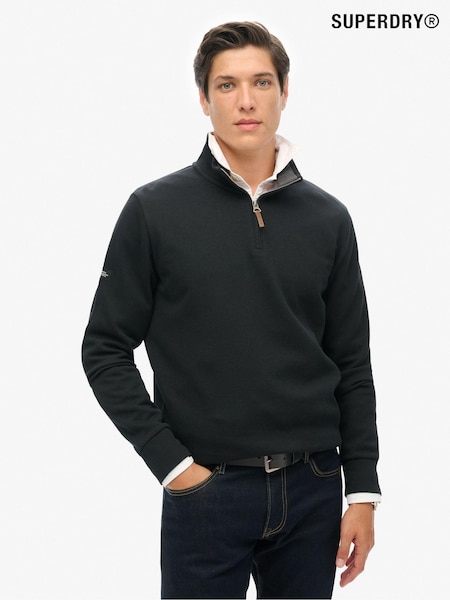 Superdry Black Core Pique Henley Sweatshirt (AW1281) | R$ 590