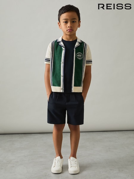 Vihreä/Off White - Reiss Appling Cotton Colourblock Varsity Shirt (AW1286) | €72