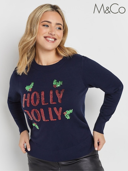 M&Co Blue Holly Jolly Jumper (AW1311) | $63