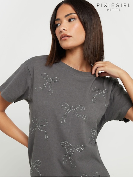 Pixiegirl Petite Bow Studded 100% Cotton T-shirt (AW1337) | ‏11 ر.ع.‏