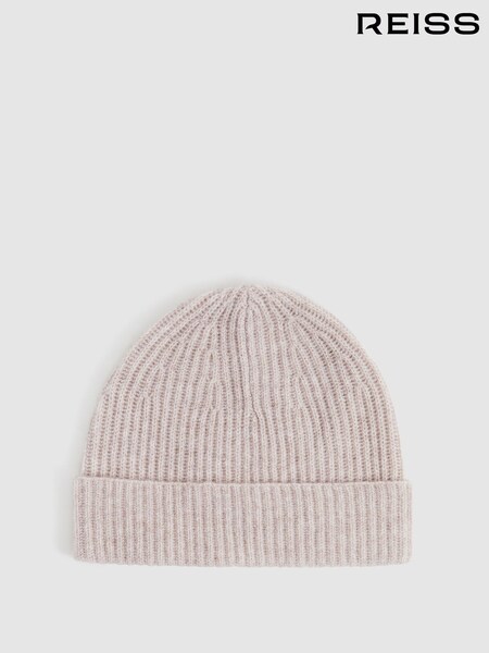 Reiss Oatmeal Melange Guernsey Atelier Ribbed-Cashmere Beanie (AW1345) | €107