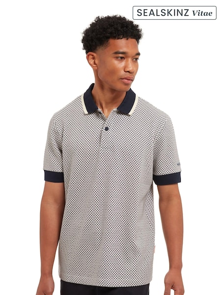 Sealskinz Blue Dersingham Short Sleeve Printed Polo Shirt (AW1423) | €63