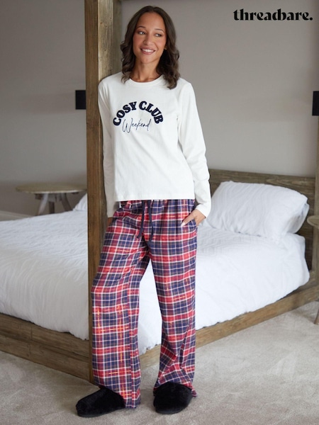 Threadbare Blue Long Sleeve 100% Cotton Pyjamas Set (AW1436) | AED111