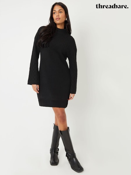 Threadbare Cable Sleeve Knitted Jumper Dress (AW1448) | 151 LEI