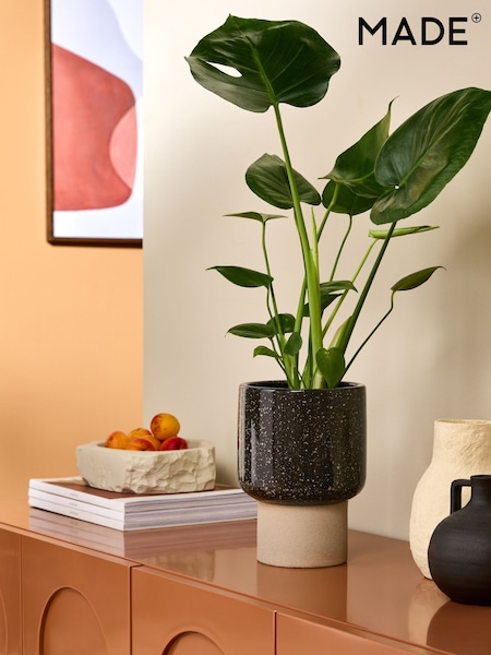 MADE.COM Brown Santiago Hand Splatter Small Plant Pot (AW1488) | €32