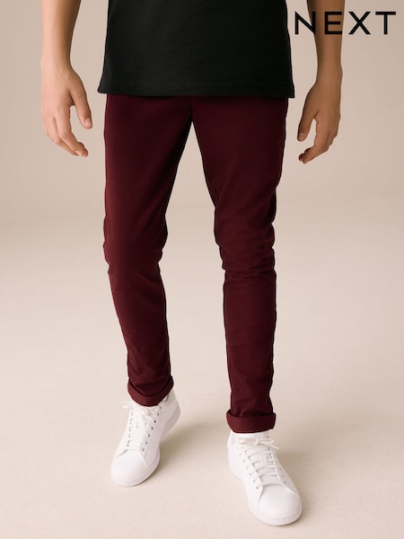 Burgundy Red Skinny Fit Stretch Chino Trousers (3-17yrs) (AW1494) | €14 - €20