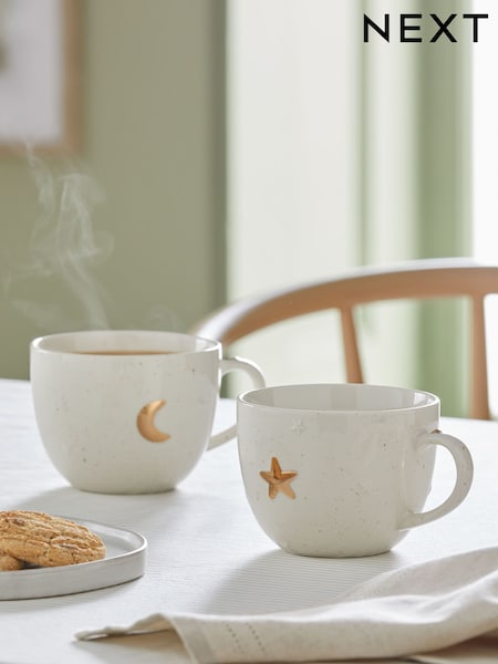 Set of 2 Gold Moon and Star Speckle Mugs (AW1559) | €18