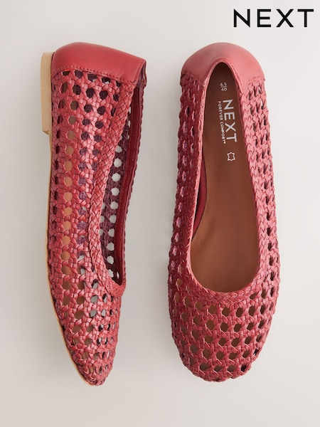 Punainen - Forever Comfort ® Leather Weave Ballerina (AW1569) | €64