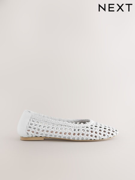 Valkoinen - Forever Comfort ® Leather Weave Ballerina (AW1576) | €64