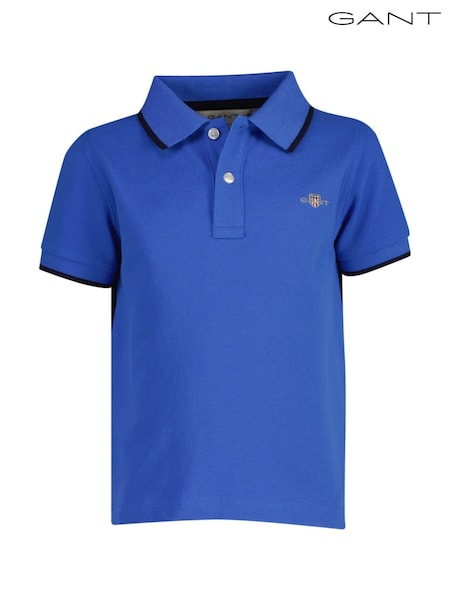 Sininen kromi - Gant Tipped Pique 100% Cotton Polo Shirt (AW1617) | €87