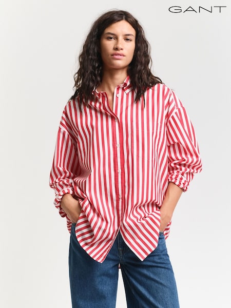 GANT Red Classic Striped Button Down 100% Cotton Shirt (AW1625) | €191