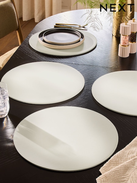 Set of 4 Natural Large Faux Leather Placemats (AW1637) | €25