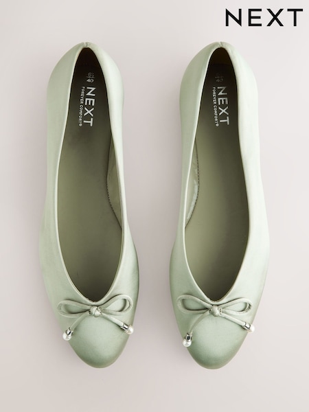 Sage Green Forever Comfort® Bridesmaid Pear Bow Detail Ballerinas (AW1703) | R$ 315