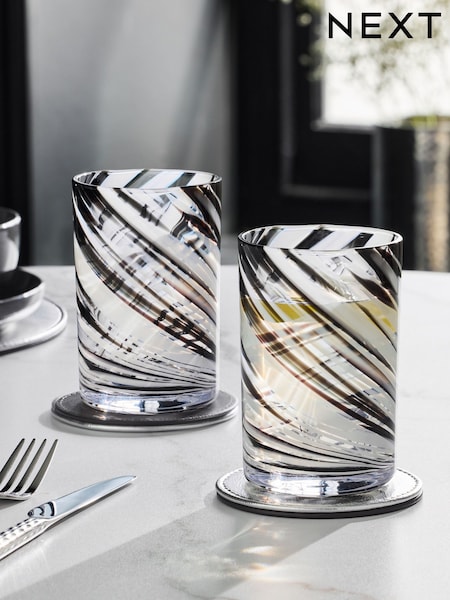 Set of 2 Black Confetti Swirl Tumbler Glasses (AW1704) | €20