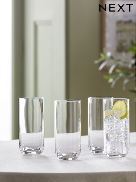 Clear Solid Hollis Set of 4 Tall Tumbler Glasses (AW1705) | AED111