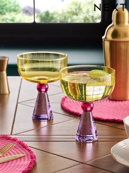 Set of 2 Multi Aubrie Bright Cocktail Glasses (AW1719) | AED102