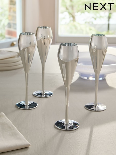 Set of 4 Silver Sloane Champagne Flutes (AW1724) | €40